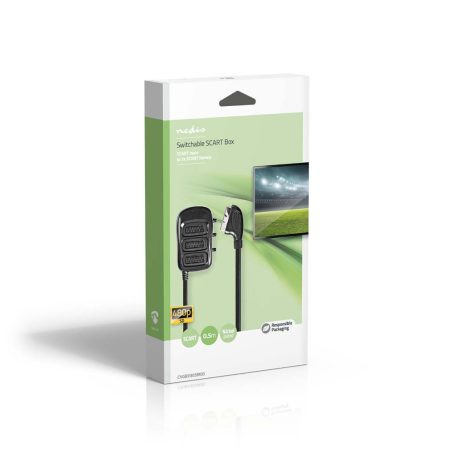 SCART Switchbox | SCART Dugasz | 3x SCART Aljzat | Nikkelezett | Maximális felbontás: 800x480 | 0.50 m | Kerek | PVC | Fekete | Doboz