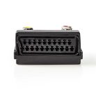 SCART adapter | SCART Dugasz | S-Video Female / SCART Aljzat / 3x RCA Aljzat | Nikkelezett | Kapcsolható | ABS | Fekete | 1 db | Doboz