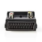 SCART adapter | SCART Dugasz | S-Video Female / SCART Aljzat / 3x RCA Aljzat | Nikkelezett | Kapcsolható | ABS | Fekete | 1 db | Doboz