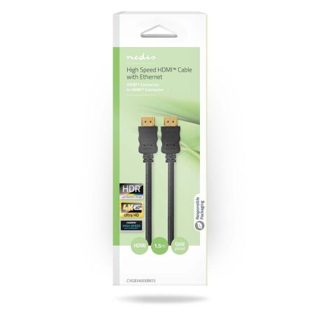 Nagy Sebességű HDMI ™ kábel Ethernet | HDMI™ Csatlakozó | HDMI™ Csatlakozó | 4K@30Hz | ARC | 10.2 Gbps | 1.50 m | Kerek | PVC | Fekete | Doboz