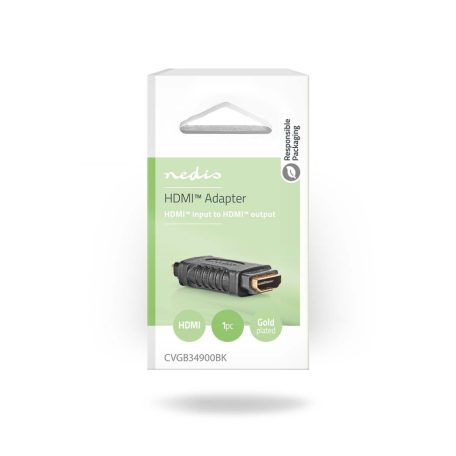 HDMI™ adapter | HDMI™ Kimenet | HDMI™ Kimenet | Aranyozott | Egyenes | ABS | Fekete | 1 db | Doboz