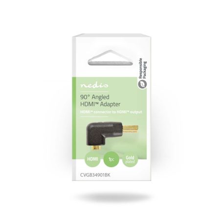 HDMI™ adapter | HDMI™ Csatlakozó | HDMI™ Kimenet | Aranyozott | Könyök 90 ° | ABS | Fekete | 1 db | Doboz