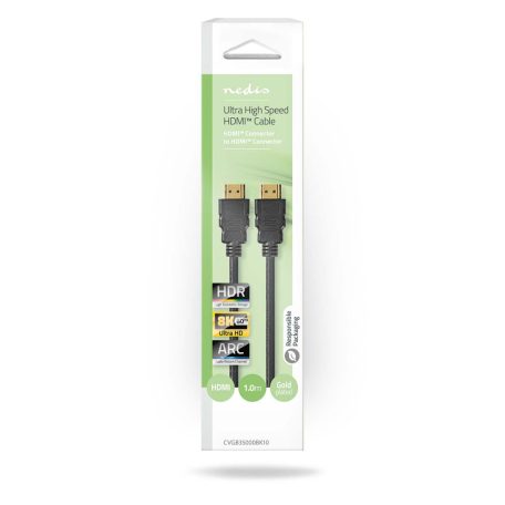 Ultra High Speed ​​HDMI ™ kábel | HDMI™ Csatlakozó | HDMI™ Csatlakozó | 8K@60Hz | 48 Gbps | 1.00 m | Kerek | 6.0 mm | Fekete | Doboz