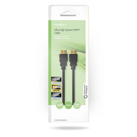Ultra High Speed ​​HDMI ™ kábel | HDMI™ Csatlakozó | HDMI™ Csatlakozó | 8K@60Hz | 48 Gbps | 2.00 m | Kerek | 6.5 mm | Fekete | Doboz