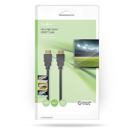 Ultra High Speed ​​HDMI ™ kábel | HDMI™ Csatlakozó | HDMI™ Csatlakozó | 8K@60Hz | 48 Gbps | 5.00 m | Kerek | 6.7 mm | Fekete | Doboz
