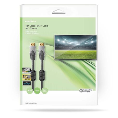 Nagy Sebességű HDMI ™ kábel Ethernet | HDMI™ Csatlakozó | HDMI™ Csatlakozó | 4K@30Hz | 10.2 Gbps | 10.0 m | Kerek | PVC | Antracit | Doboz
