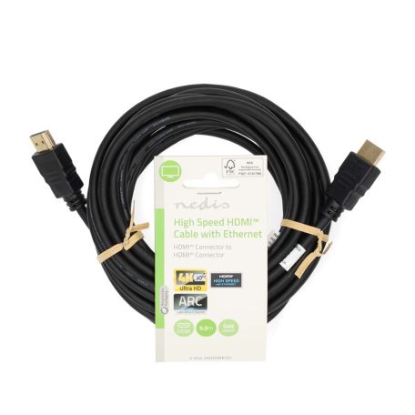 Nagy Sebességű HDMI ™ kábel Ethernet | HDMI™ Csatlakozó | HDMI™ Csatlakozó | 4K@30Hz | ARC | 10.2 Gbps | 5.00 m | Kerek | PVC | Fekete | Label