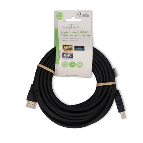 Nagy Sebességű HDMI ™ kábel Ethernet | HDMI™ Csatlakozó | HDMI™ Csatlakozó | 4K@30Hz | ARC | 10.2 Gbps | 7.50 m | Kerek | PVC | Fekete | Label