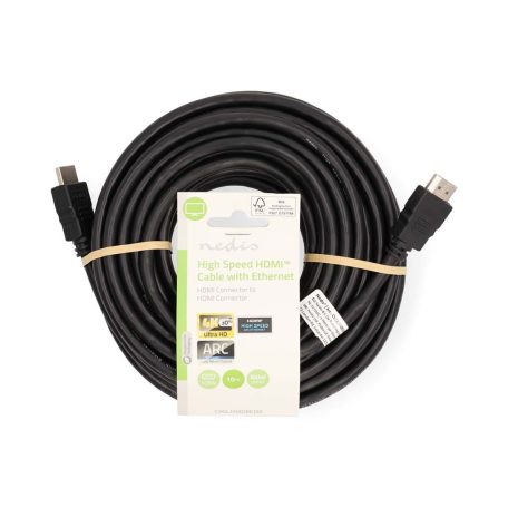 Nagy Sebességű HDMI ™ kábel Ethernet | HDMI™ Csatlakozó | HDMI™ Csatlakozó | 4K@30Hz | ARC | 10.2 Gbps | 10.0 m | Kerek | PVC | Fekete | Label