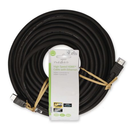 Nagy Sebességű HDMI ™ kábel Ethernet | HDMI™ Csatlakozó | HDMI™ Csatlakozó | 4K@30Hz | ARC | 10.2 Gbps | 20.0 m | Kerek | PVC | Fekete | Label