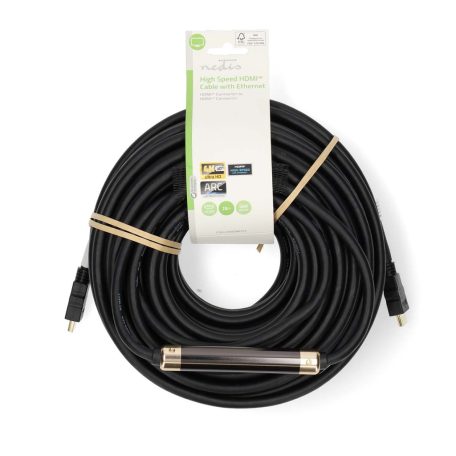 Nagy Sebességű HDMI ™ kábel Ethernet | HDMI™ Csatlakozó | HDMI™ Csatlakozó | 4K@30Hz | ARC | 10.2 Gbps | 25.0 m | Kerek | PVC | Fekete | Label