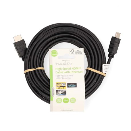 Nagy Sebességű HDMI ™ kábel Ethernet | HDMI™ Csatlakozó | HDMI™ Csatlakozó | 4K@30Hz | ARC | 10.2 Gbps | 7.50 m | Kerek | PVC | Fekete | Label