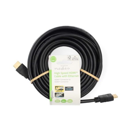 Nagy Sebességű HDMI ™ kábel Ethernet | HDMI™ Csatlakozó | HDMI™ Csatlakozó | 4K@60Hz | ARC | 18 Gbps | 10.0 m | Kerek | PVC | Fekete | Label