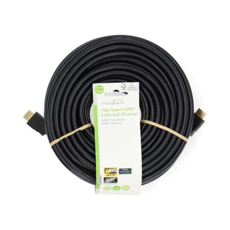 Nagy Sebességű HDMI ™ kábel Ethernet | HDMI™ Csatlakozó | HDMI™ Csatlakozó | 4K@60Hz | ARC | 18 Gbps | 20.0 m | Kerek | PVC | Fekete | Label