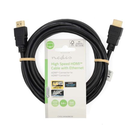 Nagy Sebességű HDMI ™ kábel Ethernet | HDMI™ Csatlakozó | HDMI™ Csatlakozó | 4K@60Hz | ARC | 18 Gbps | 3.00 m | Kerek | PVC | Fekete | Label