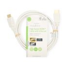 Nagy Sebességű HDMI ™ kábel Ethernet | HDMI™ Csatlakozó | HDMI™ Csatlakozó | 4K@60Hz | ARC | 18 Gbps | 2.00 m | Kerek | PVC | Fehér | Label