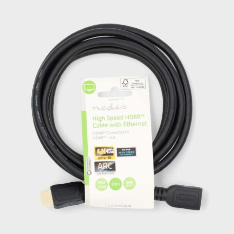 Nagy Sebességű HDMI ™ kábel Ethernet | HDMI™ Csatlakozó | HDMI™ Kimenet | 4K@30Hz | 10.2 Gbps | 2.00 m | Kerek | PVC | Fekete | Label
