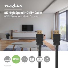   Ultra High Speed ​​HDMI ™ kábel | HDMI™ Csatlakozó | HDMI™ Csatlakozó | 8K@60Hz | 48 Gbps | 2.00 m | Kerek | 6.5 mm | Fekete | Label