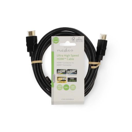 Ultra High Speed ​​HDMI ™ kábel | HDMI™ Csatlakozó | HDMI™ Csatlakozó | 8K@60Hz | 48 Gbps | 2.00 m | Kerek | 6.5 mm | Fekete | Label