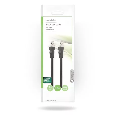 BNC Video kábel | BNC Dugasz | BNC Dugasz | Nikkelezett | 75 Ohm | 5.00 m | Kerek | PVC | Fekete | Boríték