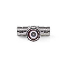   BNC adapter | BNC Dugasz | 2 db BNC-aljzat | Nikkelezett | 50 Ohm | T elosztó | Fém | Ezüst | 10 db | Műanyag Zacskó