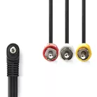 Audio Video kábel | 3.5 mm Dugasz | 3x RCA Dugasz | Nikkelezett | 1.00 m | Kerek | PVC | Fekete