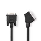 SCART kábel | SCART Dugasz | VGA Aljzat | Nikkelezett | 480p | 2.00 m | Kerek | PVC | Fekete | Boríték