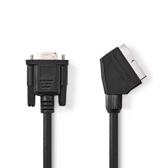   SCART kábel | SCART Dugasz | VGA Aljzat | Nikkelezett | 480p | 2.00 m | Kerek | PVC | Fekete | Boríték