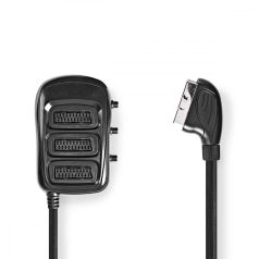   SCART Switchbox | SCART Dugasz | 3x SCART Aljzat | Nikkelezett | Maximális felbontás: 1024x576 | 0.50 m | Kerek | PVC | Fekete | Boríték