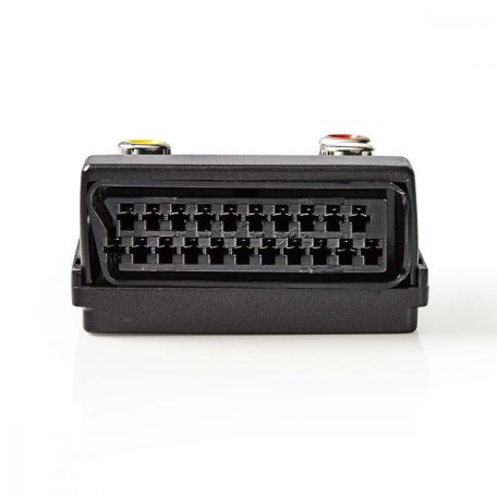 SCART adapter | SCART Dugasz | S-Video Female / SCART Aljzat / 3x RCA Aljzat | Nikkelezett | Kapcsolható | ABS | Fekete | 1 db | Műanyag Zacskó