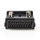 SCART adapter | SCART Dugasz | S-Video Female / SCART Aljzat / 3x RCA Aljzat | Nikkelezett | Kapcsolható | ABS | Fekete | 1 db | Műanyag Zacskó