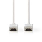 Nagy Sebességű HDMI ™ kábel Ethernet | HDMI™ Csatlakozó | HDMI™ Csatlakozó | 4K@30Hz | ARC | 10.2 Gbps | 2.00 m | Kerek | PVC | Fehér | Műanyag Zacskó