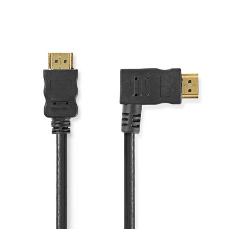 Nagy Sebességű HDMI ™ kábel Ethernet | Jobb Hooked HDMI ™ csatlakozó | HDMI™ Csatlakozó | 4K@30Hz | 10.2 Gbps | 1.50 m | Kerek | PVC | Fekete | Boríték