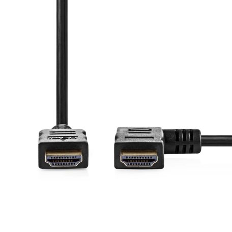 Nagy Sebességű HDMI ™ kábel Ethernet | Jobb Hooked HDMI ™ csatlakozó | HDMI™ Csatlakozó | 4K@30Hz | 10.2 Gbps | 1.50 m | Kerek | PVC | Fekete | Boríték