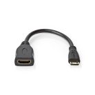 Nagy Sebességű HDMI ™ kábel Ethernet | HDMI™ Mini Csatlakozó | HDMI™ Kimenet | 4K@30Hz | 10.2 Gbps | 0.20 m | Kerek | PVC | Fekete | Boríték