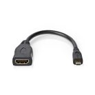 Nagy Sebességű HDMI ™ kábel Ethernet | HDMI™ Micro Csatlakozó | HDMI™ Kimenet | 4K@30Hz | 10.2 Gbps | 0.20 m | Kerek | PVC | Fekete | Boríték