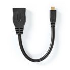 Nagy Sebességű HDMI ™ kábel Ethernet | HDMI™ Micro Csatlakozó | HDMI™ Kimenet | 4K@30Hz | 10.2 Gbps | 0.20 m | Kerek | PVC | Fekete | Boríték