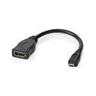 Nagy Sebességű HDMI ™ kábel Ethernet | HDMI™ Micro Csatlakozó | HDMI™ Kimenet | 4K@30Hz | 10.2 Gbps | 0.20 m | Kerek | PVC | Fekete | Boríték