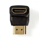 HDMI™ adapter | HDMI™ Csatlakozó | HDMI™ Aljzat | Aranyozott | Könyök 90 ° | ABS | Fekete | 1 db | Boríték