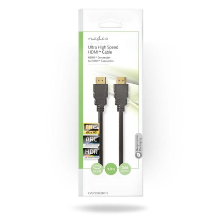 Ultra High Speed ​​HDMI ™ kábel | HDMI™ Csatlakozó | HDMI™ Csatlakozó | 8K@60Hz | 48 Gbps | 1.00 m | Kerek | 6.0 mm | Fekete | Boríték