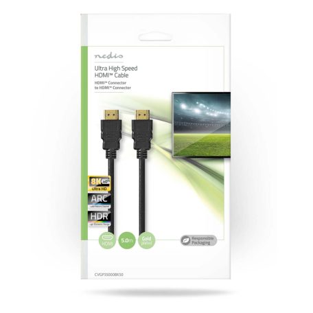 Ultra High Speed ​​HDMI ™ kábel | HDMI™ Csatlakozó | HDMI™ Csatlakozó | 8K@60Hz | 48 Gbps | 5.00 m | Kerek | 6.7 mm | Fekete | Boríték