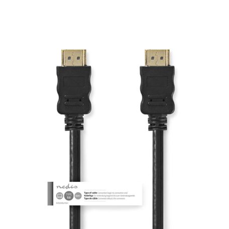 Nagy Sebességű HDMI ™ kábel Ethernet | HDMI™ Csatlakozó | HDMI™ Csatlakozó | 4K@30Hz | ARC | 10.2 Gbps | 3.00 m | Kerek | PVC | Fekete | Papírfüles