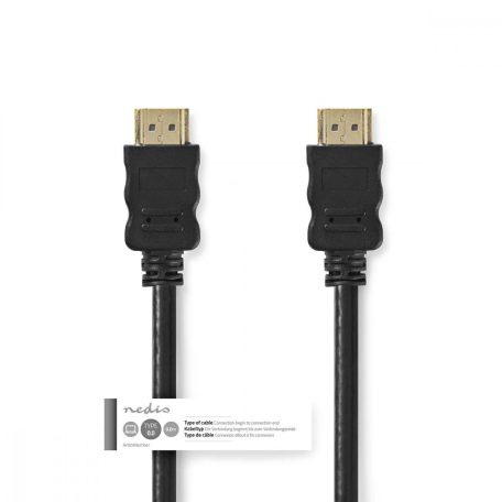 Nagy Sebességű HDMI ™ kábel Ethernet | HDMI™ Csatlakozó | HDMI™ Csatlakozó | 4K@30Hz | ARC | 10.2 Gbps | 5.00 m | Kerek | PVC | Fekete | Papírfüles