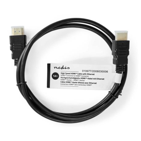 Nagy Sebességű HDMI ™ kábel Ethernet | HDMI™ Csatlakozó | HDMI™ Csatlakozó | 1080p@60Hz | 10.2 Gbps | 1.00 m | Kerek | PVC | Fekete | Papírfüles