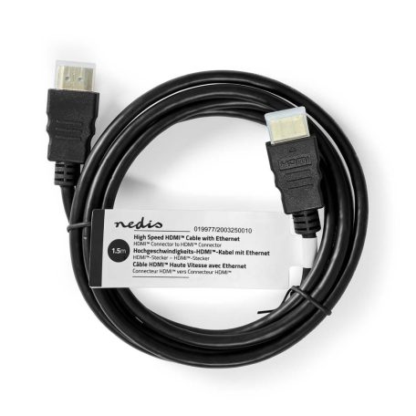 Nagy Sebességű HDMI ™ kábel Ethernet | HDMI™ Csatlakozó | HDMI™ Csatlakozó | 1080p@60Hz | 10.2 Gbps | 1.50 m | Kerek | PVC | Fekete | Papírfüles