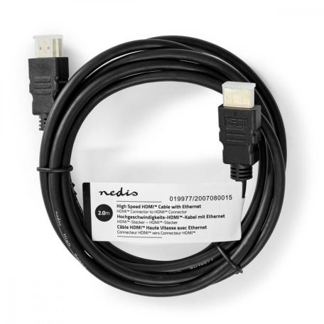 Nagy Sebességű HDMI ™ kábel Ethernet | HDMI™ Csatlakozó | HDMI™ Csatlakozó | 1080p@60Hz | 10.2 Gbps | 2.00 m | Kerek | PVC | Fekete | Papírfüles