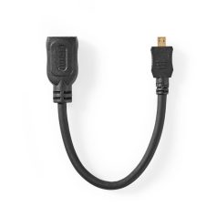   Nagy Sebességű HDMI ™ kábel Ethernet | HDMI™ Micro Csatlakozó | HDMI™ Kimenet | 4K@30Hz | 10.2 Gbps | 0.20 m | Kerek | ABS / PVC | Fekete | Papírfüles