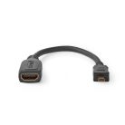 Nagy Sebességű HDMI ™ kábel Ethernet | HDMI™ Micro Csatlakozó | HDMI™ Kimenet | 4K@30Hz | 10.2 Gbps | 0.20 m | Kerek | ABS / PVC | Fekete | Papírfüles