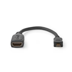   Nagy Sebességű HDMI ™ kábel Ethernet | HDMI™ Micro Csatlakozó | HDMI™ Kimenet | 4K@30Hz | 10.2 Gbps | 0.20 m | Kerek | ABS / PVC | Fekete | Papírfüles