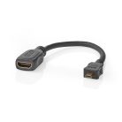 Nagy Sebességű HDMI ™ kábel Ethernet | HDMI™ Micro Csatlakozó | HDMI™ Kimenet | 4K@30Hz | 10.2 Gbps | 0.20 m | Kerek | ABS / PVC | Fekete | Papírfüles